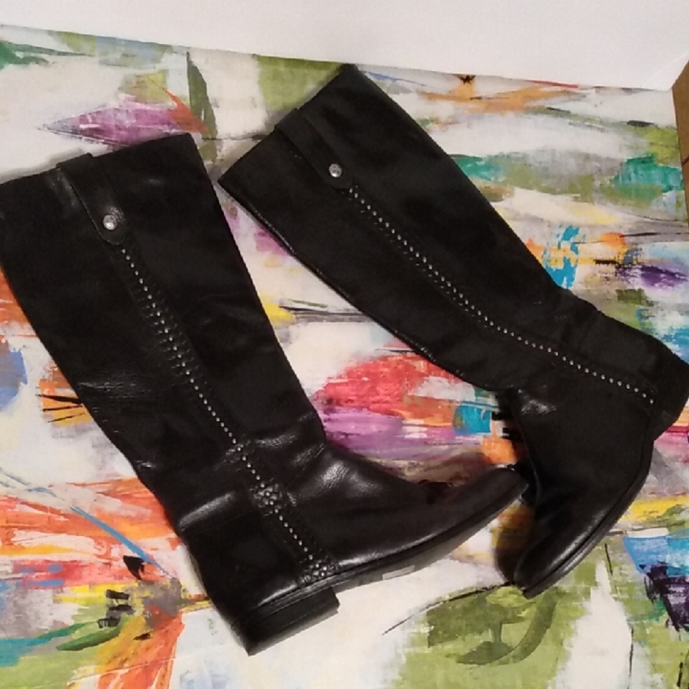 Tall Black Studded Patricia Nash Black Boots 7.5